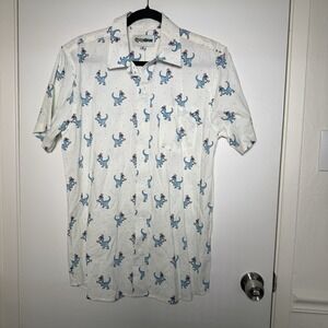 Tipsy Elves Shirt Mens Medium Island of the Free Button Down Patriotic T-Rex